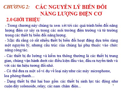 Giáo trình Kỹ thuật điện - Chương 2: Các nguyên lý biến đổi năng lượng điện cơ