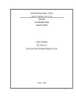 Giáo trình Kỹ thuật xây dựng văn bản pháp luật (Phần 1)