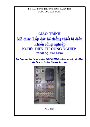 Giáo trình Lắp đặt hệ thống thiết bị điều khiển công nghiệp