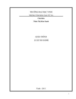 Giáo trình Luật so sánh - Thân Thị Kim Oanh (Phần 1)