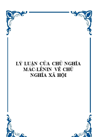 Giáo trình Lý luận của chủ nghĩa Mác-Lênin về chủ nghĩa xã hội