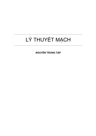 Giáo trình Lý thuyết mạch - Nguyễn Trung Mạch