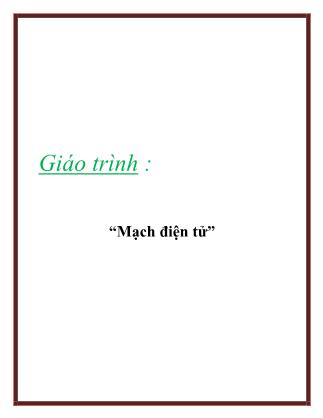 Giáo trình Mạch điện tử