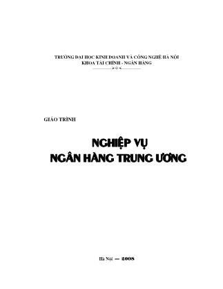 Giáo trình Nghiệp vụ ngân hàng Trung Ương