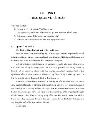 Giáo trình Nguyên lý kế toán - Chương 1: Tổng quan về kế toán