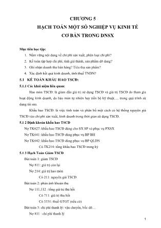 Giáo trình Nguyên lý kế toán - Chương 5: Hoạch toán một số nghiệp vụ kinh tế cơ bản trong doanh nghiệp sản xuất