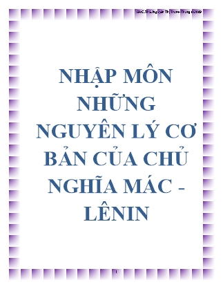 Giáo trình Nhập môn những nguyên lý cơ bản của chủ nghĩa Mác - Lênin