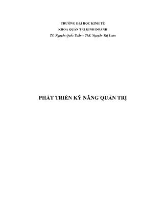 Giáo trình Phát triển kỹ năng quản trị - Nguyễn Quốc Tuấn (Phần 1)