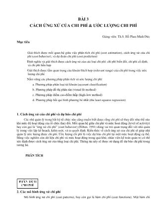 Giáo trình Quản trị kế toán - Bài 3: Cách ứng xử chi phí và ướng lượng chi phí - Hồ Phan Minh Đức