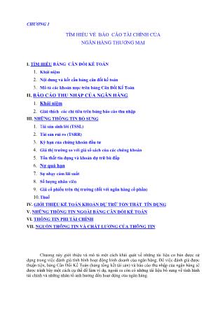 Giáo trình Quản trị ngân hàng thương mại - Chương 1: Tìm hiểu về Báo cáo tài chính của ngân hàng thương mại