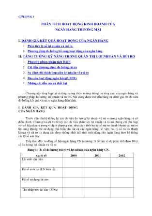 Giáo trình Quản trị ngân hàng thương mại - Chương 3: Phân tích hoạt động kinh doanh của ngân hàng thương mại