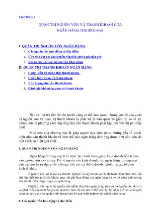 Giáo trình Quản trị ngân hàng thương mại - Chương 5: Quản trị nguồn vốn và thanh khoản của ngân hàng thương mại