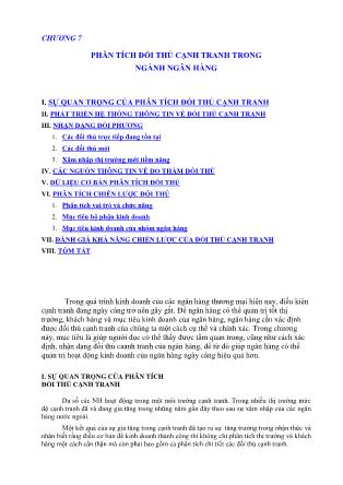 Giáo trình Quản trị ngân hàng thương mại - Chương 7: Phân tích đối thủ cạnh tranh trong ngành ngân hàng