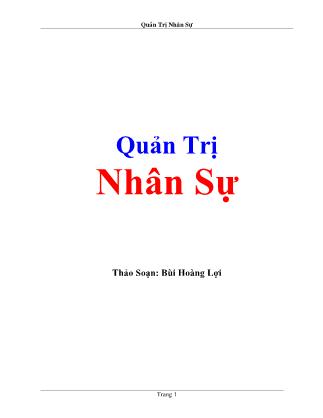 Giáo trình Quản trị nhân sự - Bùi Hoàng Lợi