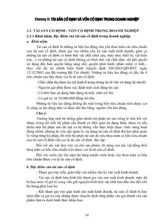 Giáo trình Tài chính doanh nghiệp - Chương II: Tài sản cố định và vốn cố định trong doanh nghiệp