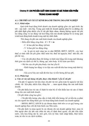 Giáo trình Tài chính doanh nghiệp - Chương IV: Chi phí sản xuất kinh doanh và giá thành sản phẩm trong doanh nghiệp