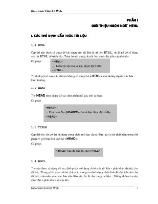 Giáo trình Thiết kế Web (Phần 1)