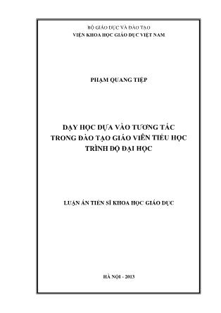 Luấn án Dạy học dựa vào tương tác trong đào tạo giáo viên tiểu học trình độ Đại học