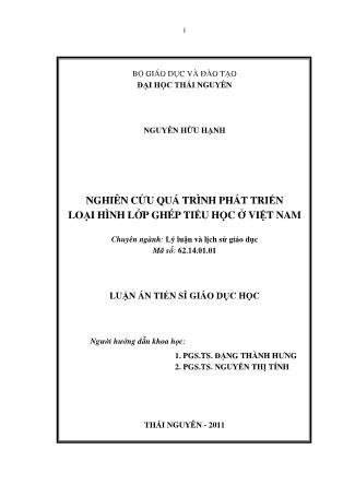 Luận án Nghiên cứu quá trình phát triển loại hình lớp ghép tiểu học ở Việt Nam