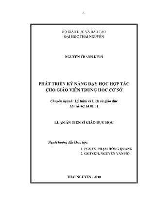 Luận án Phát triển kỹ năng dạy học hợp tác cho giáo viên Trung học cơ sở