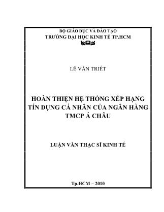 Luận văn Hoàn thiện hệ thống xếp hạng tín dụng cá nhân của ngân hàng TMCP Á Châu