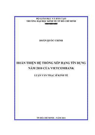 Luận văn Hoàn thiện hệ thống xếp hạng tín dụng năm 2010 của Vietcombank