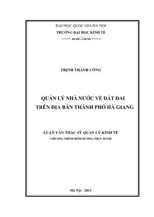 Luận văn Quản lý nhà nước về đất đai trên địa bàn Thành phố Hà Giang