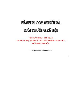 Tài liệu Hành vi con người và môi trường xã hội