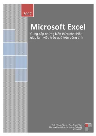 Tài liệu Hướng dẫn sử dụng Microsoft Excel 2007 - Trần Thanh Phong