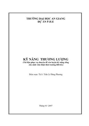Tài liệu Kỹ năng thương lượng - Trần Lê Đăng Phương