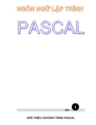 Tài liệu Ngôn ngữ lập trình Pascal