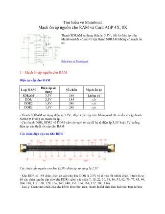 Tài liệu Tìm hiểu về Mainboad - Mạch ổn áp nguồn cho RAM và Card AGP 4X, 8X