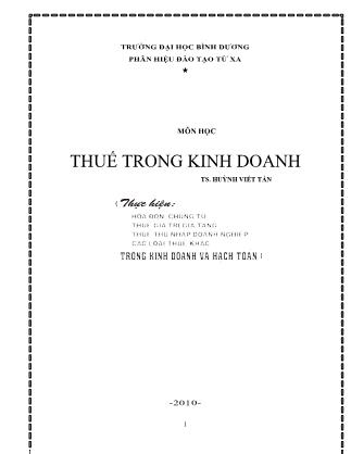 Thuế trong kinh doanh - Huỳnh Viết Tấn