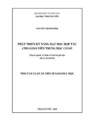 Tóm tắt luận án Phát triển kỹ năng dạy học hợp tác cho giáo viên Trung học cơ sở