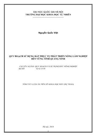 Tóm tắt luận án Quy hoạch sử dụng đất phục vụ phát triển nông lâm nghiệp bền vững tỉnh Quảng Ninh