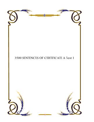 500 Sentences of certificate A test 1