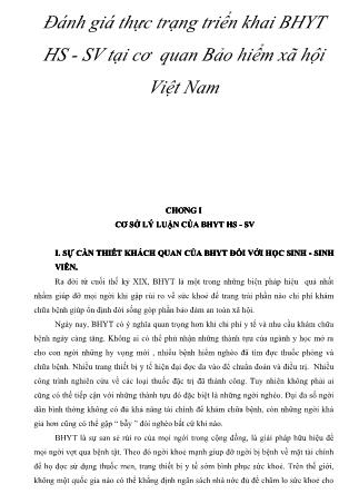 Ánh giá thực trạng triển khai BHYT HS - SV tại cơ quan Bảo hiểm xã hội Việt Nam