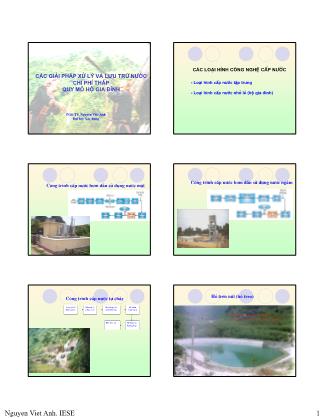 Bài giảng Các giải pháp xử lý và lưu trữ nước chi phí thấp quy mô hộ gia đình - Nguyễn Việt Anh