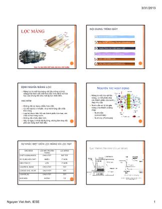 Bài giảng Cấp nước quy mô nhỏ - Lọc màng - Nguyễn Việt Anh