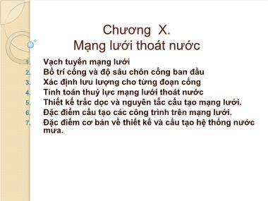 Bài giảng Cấp thoát nước - Chương 10: Mạng lưới thoát nước