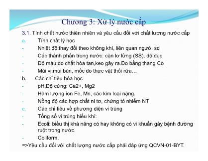 Bài giảng Cấp thoát nước - Chương 3: Xử lý nước cấp