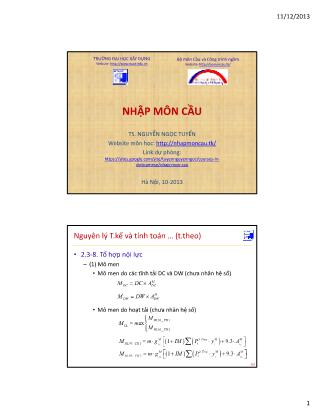 Bài giảng Cầu và công trình ngầm - Chương II: Những vấn đề cơ bản trong thiết kế và thi công cầu - Nguyễn Ngọc Tuyển (Phần 4)