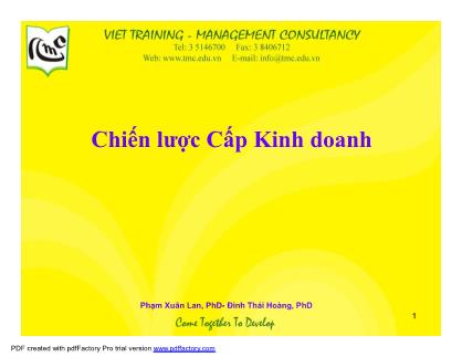 Bài giảng Chiến lược cấp kinh doanh - Phạm Xuân Lan