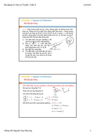 Bài giảng Cơ học lý thuyết - Chương 11: Nguyên lý D’Alembert (Phần 2)