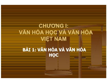 Bài giảng Cơ sở văn hóa Việt Nam - Chương 1: Văn hóa học và văn hóa Việt Nam