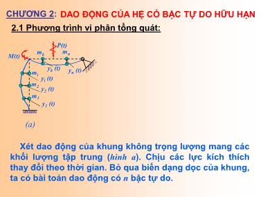 Bài giảng Động lực học công trình - Chương 2: Dao động của hệ có bậc tự do hữu hạn