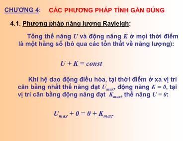 Bài giảng Động lực học công trình - Chương 4: Các phương pháp tính gần đúng