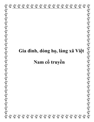 Bài giảng Gia đình, dòng họ, làng xã Việt Nam cổ truyền