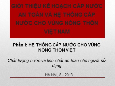 Bài giảng Hệ thống cấp nước nơi công cộng - Hệ thống cấp nước cho vùng nông thôn Việt