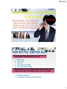Bài giảng Hệ thống tài chính Việt Nam - Phần 1: Hệ thống tài chính Việt Nam